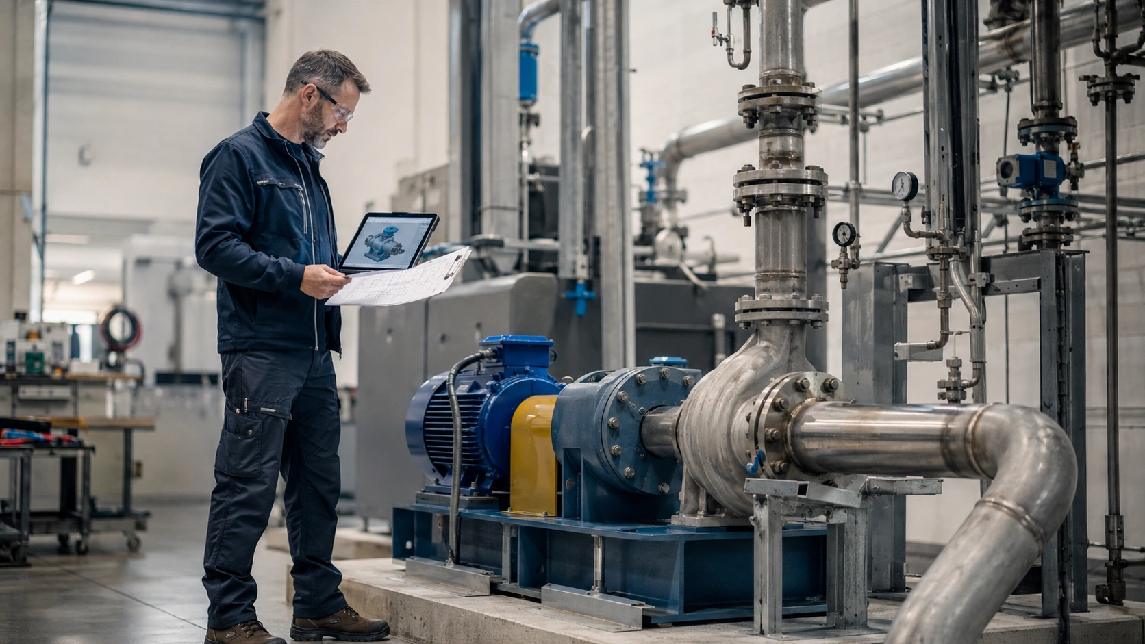 Ekyos engineering and digital systems consultancy 4 Engineer reviewing an industrial machine design and its system interfaces